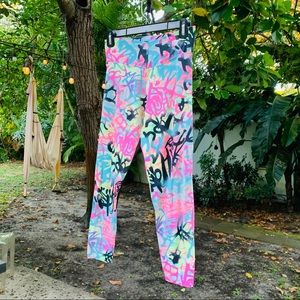 Graffiti Print Leggings, size S